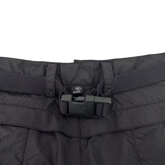 Vintage 90s Calvin Klein Jeans Nylon Black Flare Belt Pants Juniors Size 7 - Picture 6 of 6